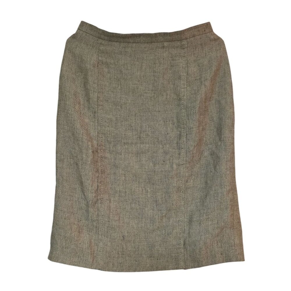 MaxMara Brown Skirt Tweed Pencil  Flax Linen 8